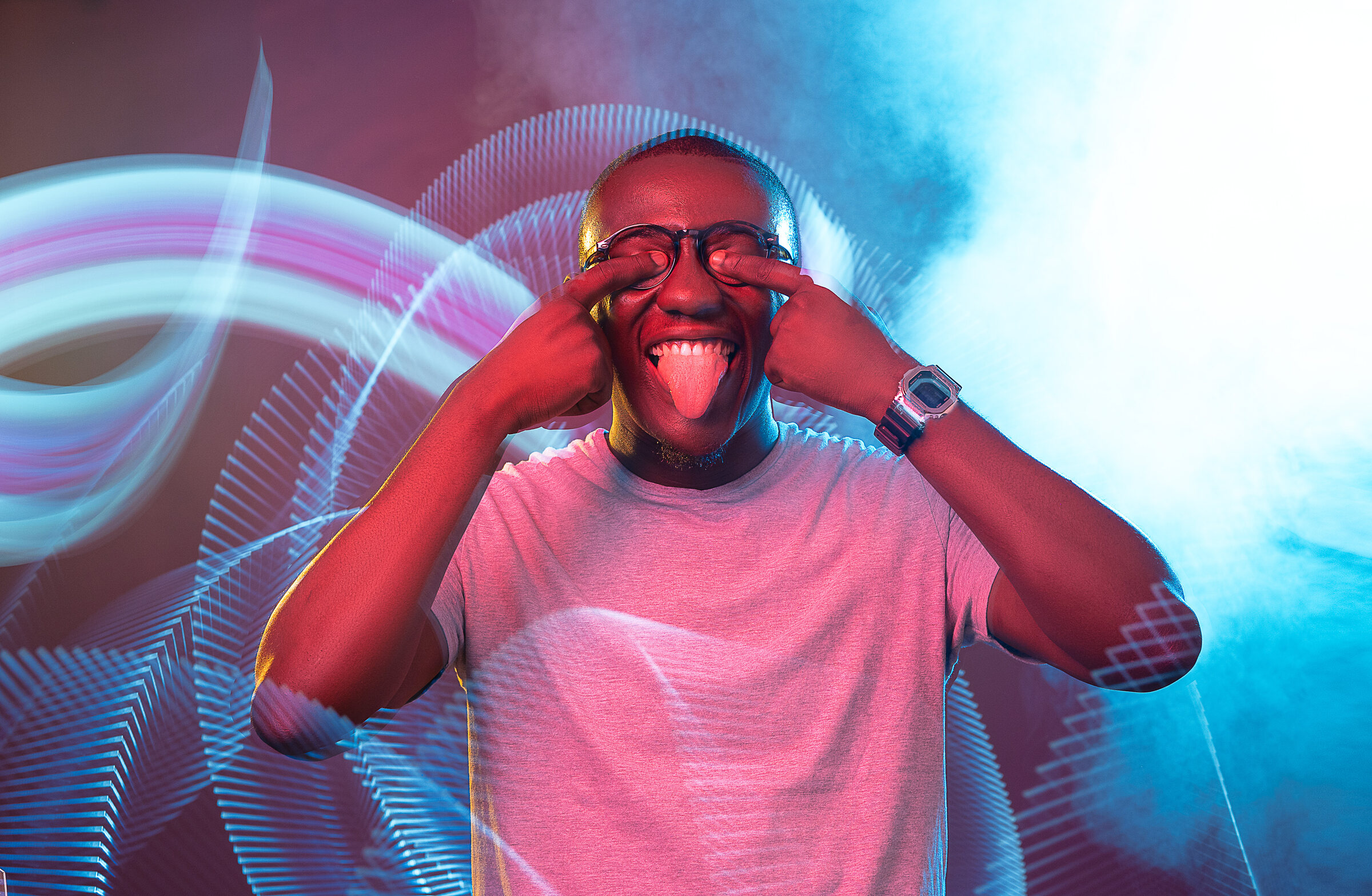 Creative light-streak portrait
