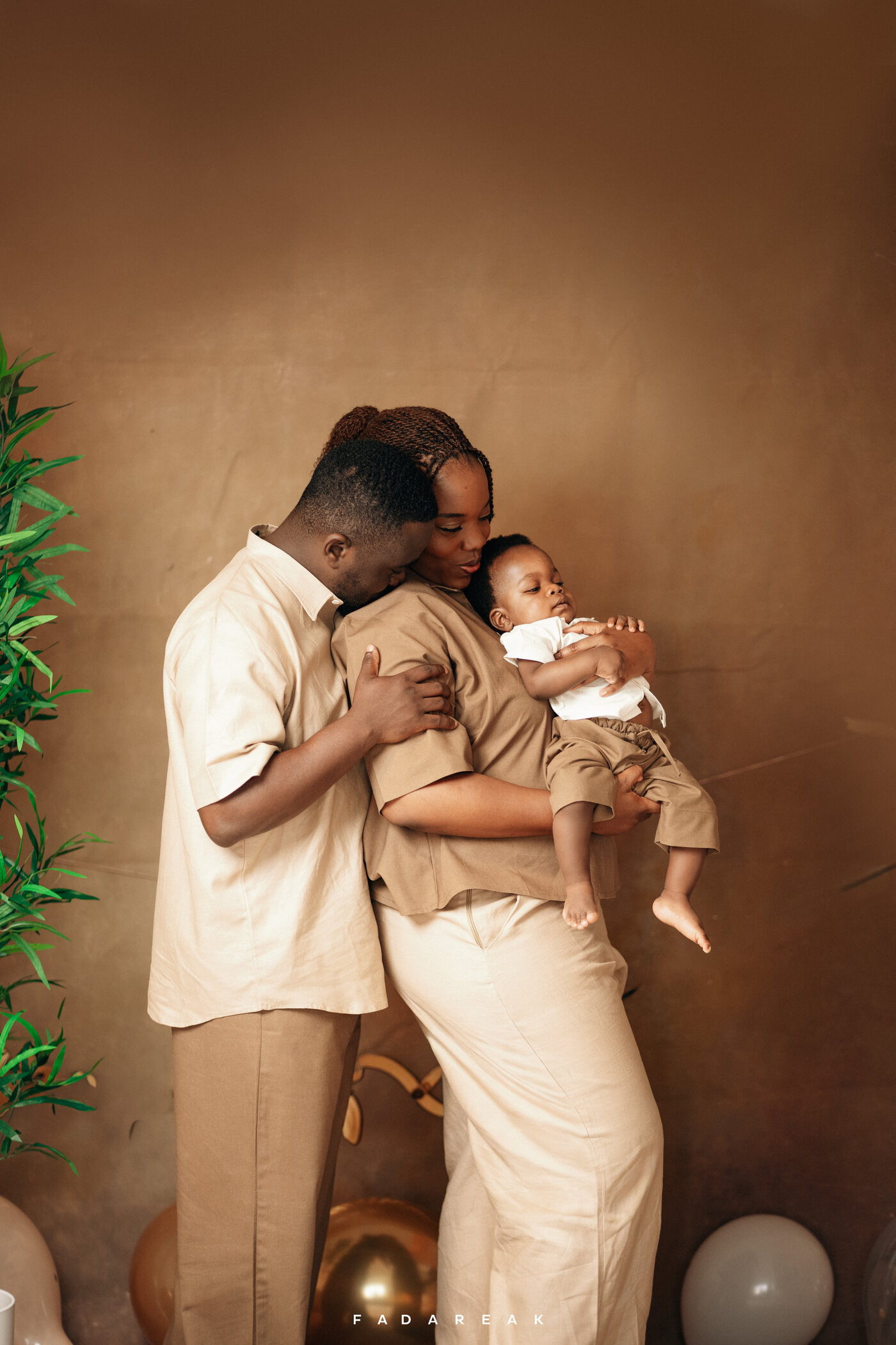Family portrait in warm tones