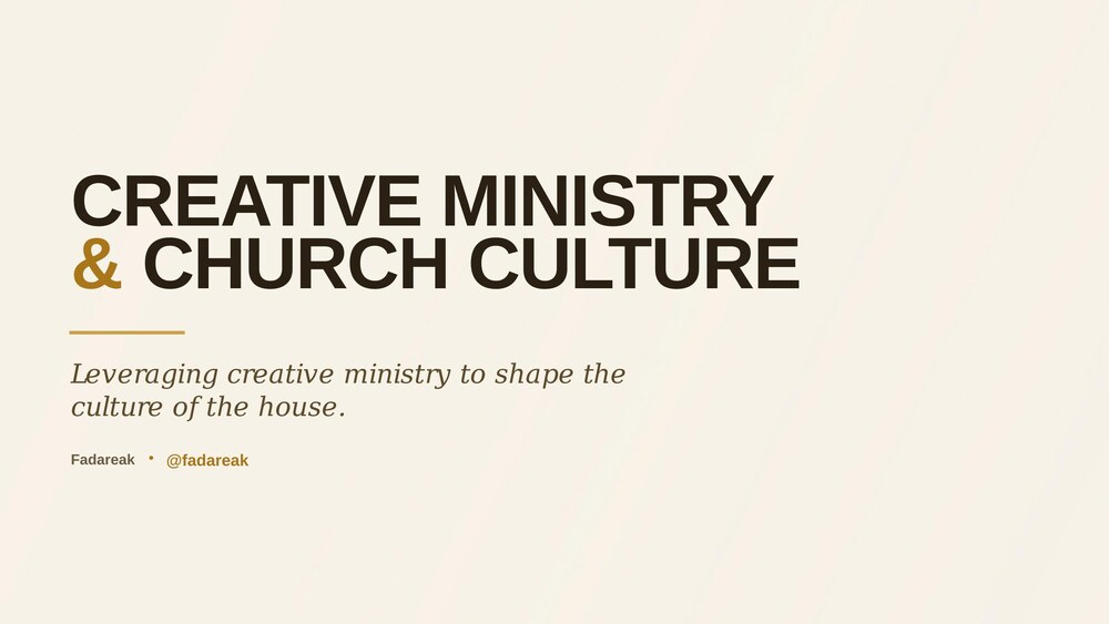 Creative Ministry & Church Culture — title slide